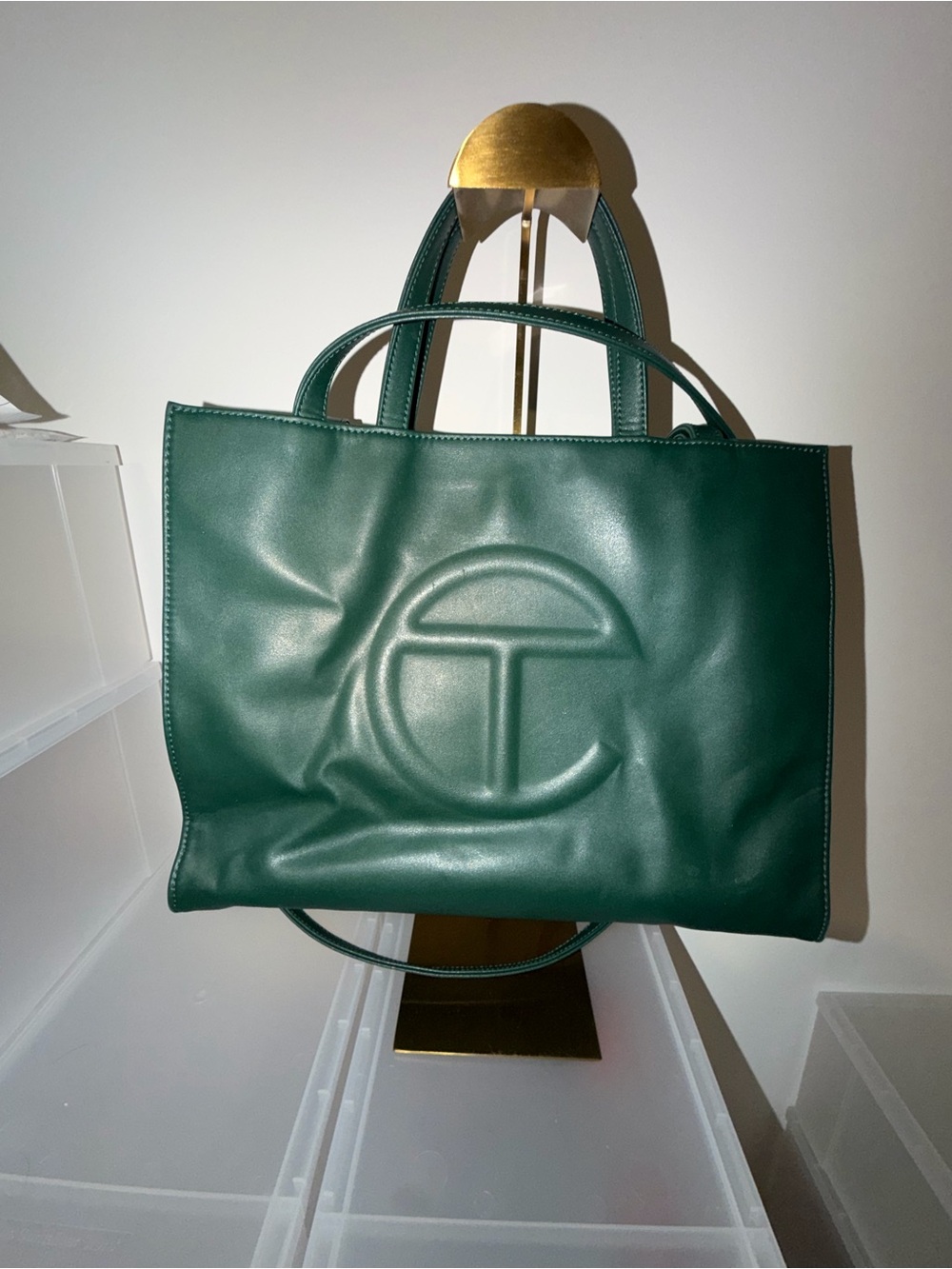 Telfar Green Leather Shopping Tote